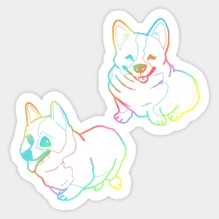 Holographic fat corgi magnet pattern Sticker